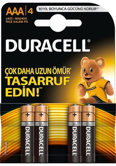 Duracell LR03/MN2400 AAA İnce Kalem Pil 4'lü