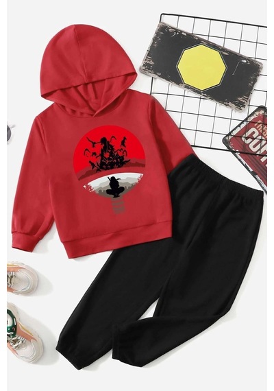 Uyguntarz Çocuk Itachi Uchiha Eşofman Takımı Kırmızı