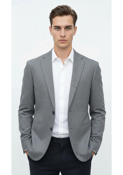 Plus Scorpion Erkek Esnek Kumaş Slim Fit Blazer Ceket Günlük & Ofis Şıklığı Füme