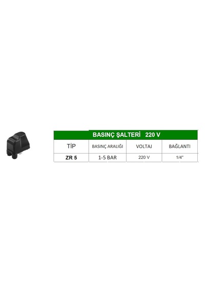 Hidrafor Basınç Şalteri 1-5 Bar 1/4" 220V
