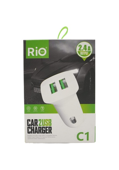 Rio Tech Çift Usb Araç Şarj Cihazı 2.4a Hızlı Ve Güvenli Şarj