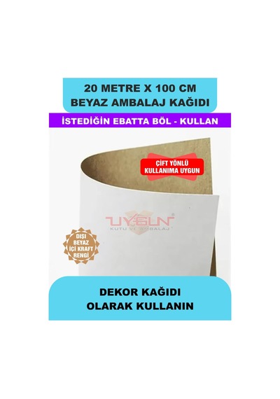 100 Cm X 20 Metre Bobin Beyaz Ambalaj Kağıdı Çift Yönlü, Ev Eşyası, Çeyiz, Hediye, Ürün Paketleme 20 Adet