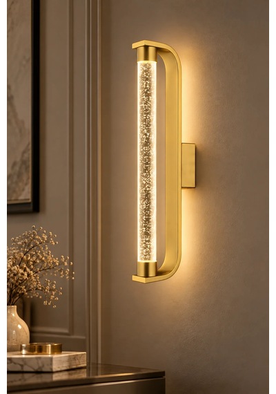 Premıum Modern Gold Led Duvar Apliği 3 Renk Dekoratif Duvar Aydınlatması 8w 45 Cm