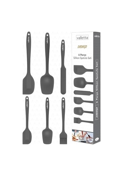 Dayanıklı Yanmaz Yapışmaz Silikon Spatula Seti 6 Parça Gri Diğer