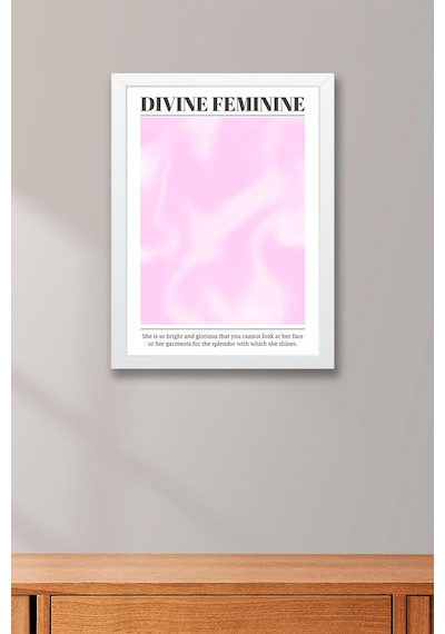 Divine Feminine Çerçeveli Tablo İlahi Dişilik Pembe Aura Enerji Renkleri