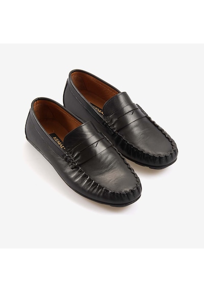 Kemal Tanca Erkek Hakiki Deri Bağcıksız Kauçuk Tabanlı Loafer A9408 Siyah