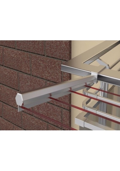 Balkon Çamaşır Kurutma Askısı Kare Küpeşte 60x25 Metalik Gümüş Renk Gümüş