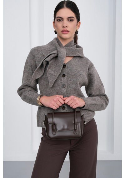 Shule Bags Dimple Retro El Ve Çapraz Çanta Kahve Kahve