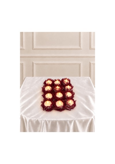 Bordo Ledli Kına El Mumu ,nedime Mumu , Düğün, Sünnet,bride,led Işıklı ,tealight Mum Pilli 12adet Bordo - 921394453