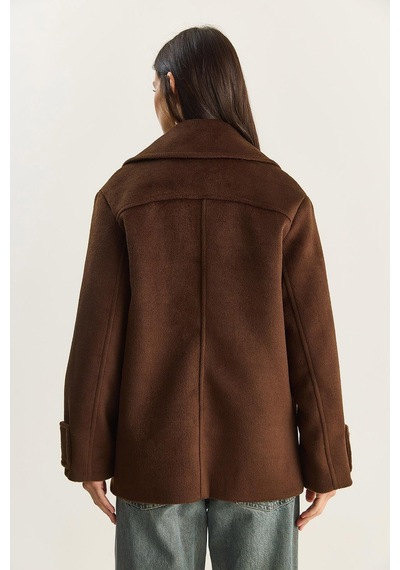 Shade Kadın Kruvaze Yaka Astarlı Kısa Oversize Kaşe Kaban 3508 60283850 - Acı Kahve Kahverengi Shade Kadın Kruvaze Yaka Astarlı Kısa Oversize Kaşe Kaban 3508 60283850 - Acı Kahve Kahverengi