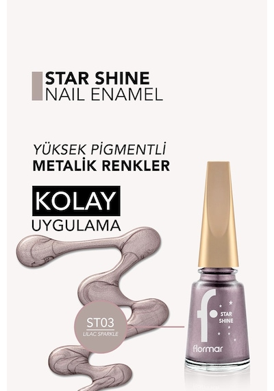 Flormar Metalik Parlak Oje - Star Shine Nail Enamel - 003 Lılac Sparkle-8690604564132