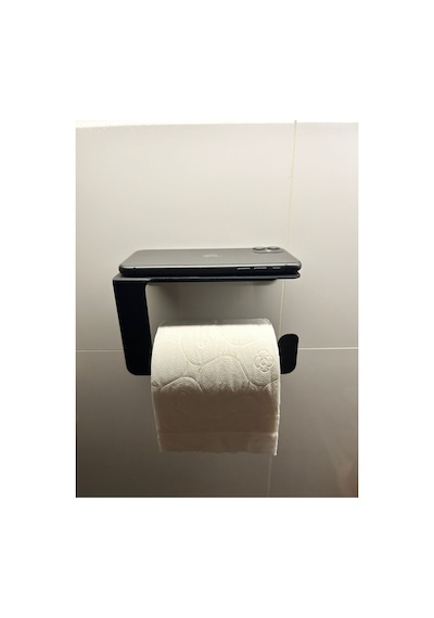Buççin Online Mağaza Design Tuvalet Kağıtlığı, Tuvalet Kağıdı Askısı, Metal Tuvalet Kağıdı Tutucu Metal Siyah Çok Renkli