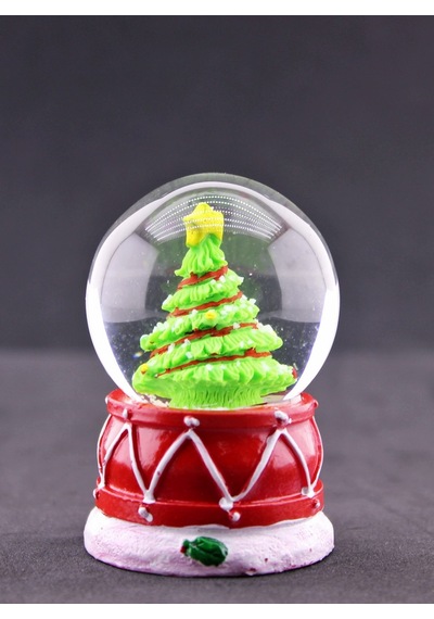 2026 Yılbaşı Noel Süslü Çam Ağacı Temalı Mini Boy Işıklı Kar Küresi 6.5 Cm A