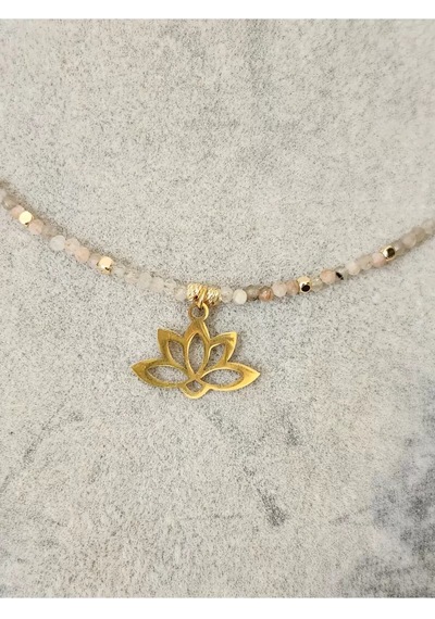 Aytaşı Ve Güneş Taşı Minimal Lotus Kolye Çok renkli