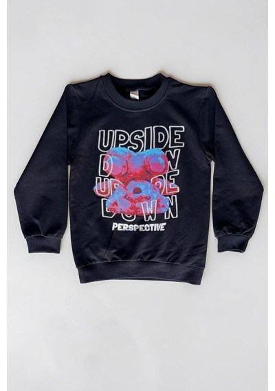 Minik Motion 3'lü Set Çocuk Baskılı 2 İplik Penye Sweatshirt Siyah - Kırmızı