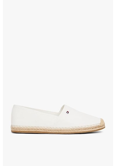 Tommy Hilfiger Kadın Th Bayrak Nakışlık Canvas Espadrille Loafer Ayakkabı - Ekru Ecru