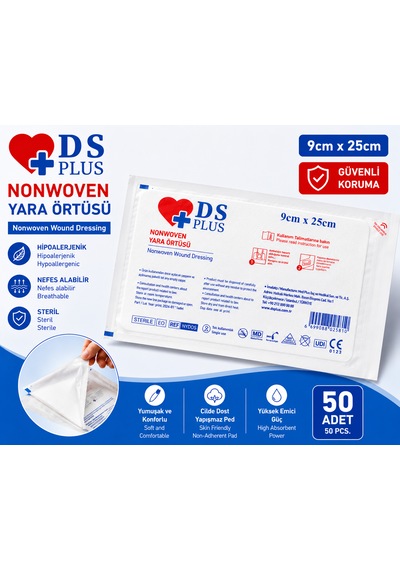 Ds Sağlık Nonwoven Yara Örtüsü 9cm 25cm 50'li