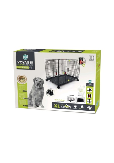 M-pets Voyager Tekerlekli 2 Kapılı Köpek Kafesi Xlarge Siyah 106x71x76 Cm