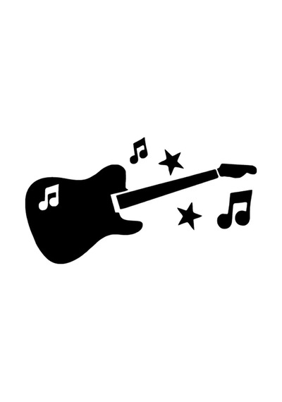 Nota Ve Gitar Sticker Duvar Dekor Sticker 40 X 20 Cm