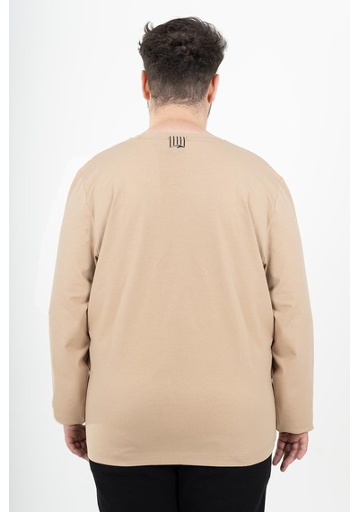 Maraton Sportswear Büyük Beden Erkek Bisiklet Yaka Takma Kol Basic Açık Vizon Sweatshirt 22420-açık Vizon Açık Vizon