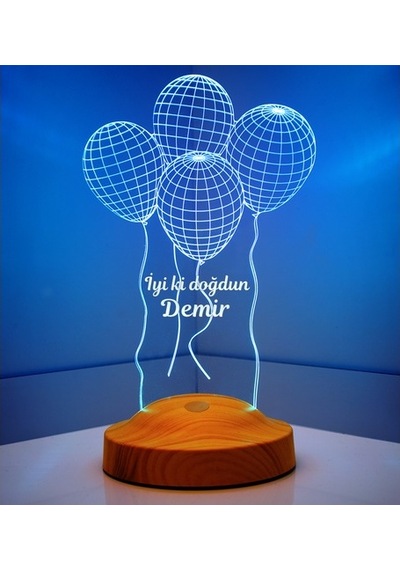 3D Uçan Balonlar Kişiye Özel Hediye 3 Boyutlu Led Lamba