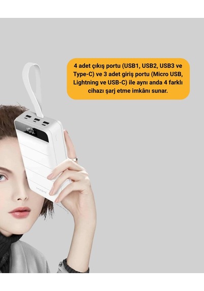50000mah Yüksek Kapasiteli Powerbank Hızlı Şarj Ve Led Ekranlı Açık