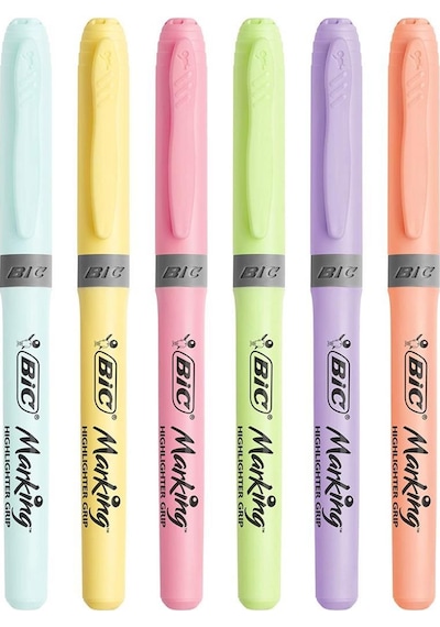 Bic Marking Highlighter Grip Fosforlu Kalem Pastel Renkler 6'lı Çok Renkli