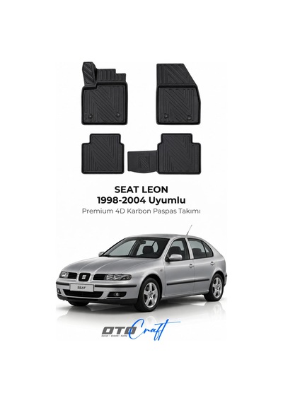 Otocraft Seat Leon 1998-2004 Araca Özel 4d Karbon Oto Paspas Havuzlu Tam Set