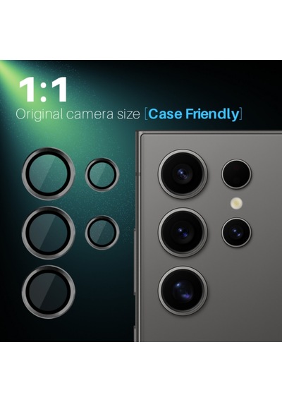 Nettech Samsung Galaxy S25 Ultra Uyumlu Safir Lens Kamera Cam Koruyucu - Siyah