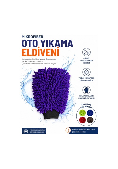 Muggio Mikrofiber Oto Yıkama Eldiveni 18x32 Cm Çizmez, Yüksek Köpük & Su Emici