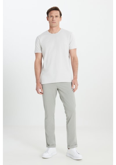 Erkek Acık Grı 360 Derece Her Yöne Esneyen Slim Fit Bisiklet Yaka Tişört Açık Gri
