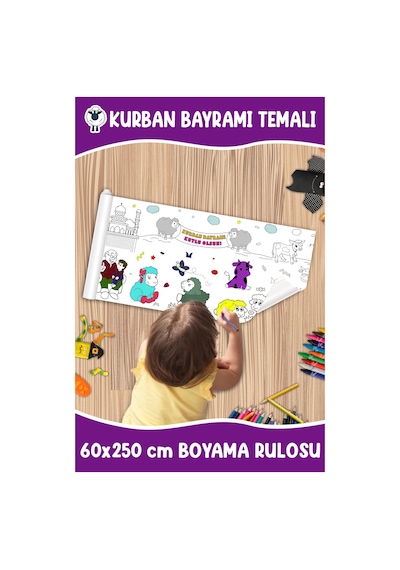 Melolisa Kurban Bayramı Temalı Dev Boyama Rulosu 60x250 Cm