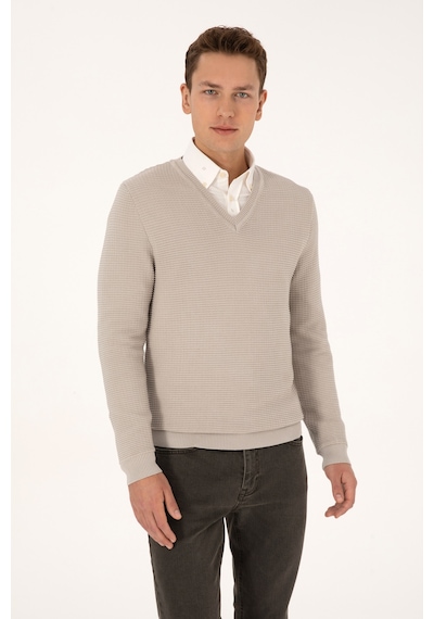 U.S. Polo Assn. Erkek Regular Fit V Yaka Taş Kazak 50315028-VR049