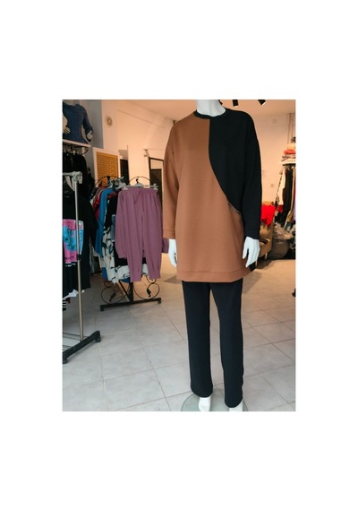 Çınar Boutique Modal Kumaş İkili Takım Siyah Kahve Siyah Kahve