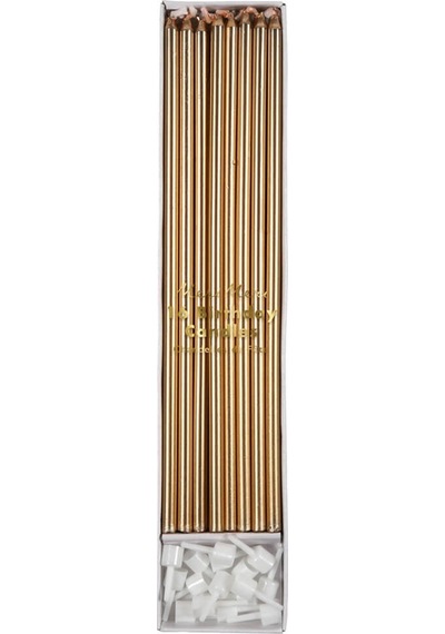 Meri Meri - Gold Long Candles - Uzun Altın Mum