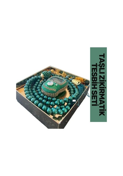 Özel Üretim Hac Umre Dua Kandil 5 Haneli Lcd Ekranlı Hafızalı Taşlı Zikirmatik 99'lu İnci Tesbih Set