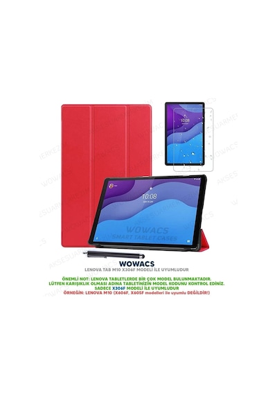Lenovo Tab M10 Hd 2.nesil Tb-x306f Kılıf Smart Kapak Tablet Kılıfı + Ekran Koruyucu + Kalem Arka Kapak