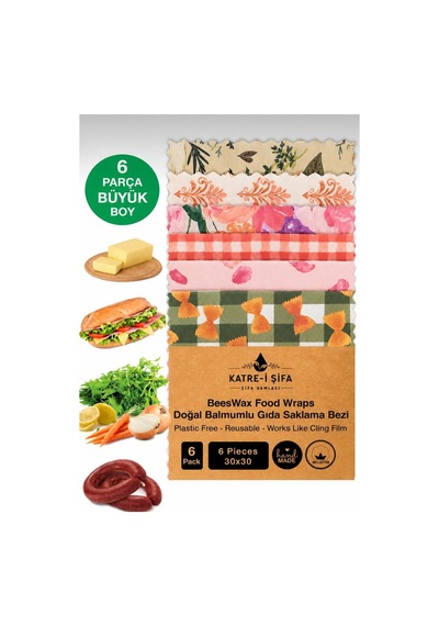 6 Parça Tekrar Kullanılabilen Balmumu Gıda Saklama Bezi Beeswax Food Wraps Mumo Çok Renkli
