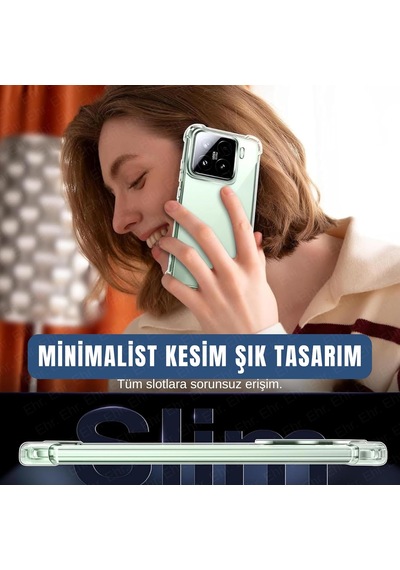 Tr Xiaomi 15 Pro İle Uyumlu Darbe Önleyici Sararmaya Dayanıklı Airbag Korumalı Ultra Slim Tpu Şeffaf Silikon Kılı