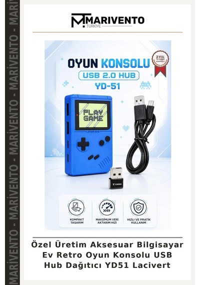 Özel Üretim Aksesuar Bilgisayar Ev Retro Oyun Konsolu Usb Hub Dağıtıcı Yd51 Lacivert