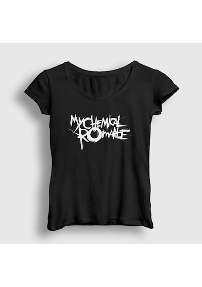 Presmono Kadın Logo My Chemical Romance T-shirt Siyah