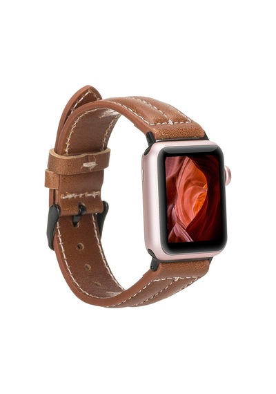 Apple Watch Uyumlu Deri Kordon 42-44-45mm Nm3-as2 Taba