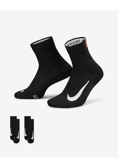 Nike Nikecourt Multiplier Max Cu1309-010 Tenis Bilek Çorapları 2 Çift - Siyah Sıyah