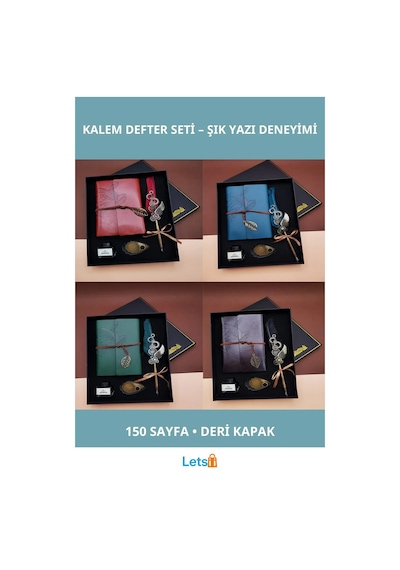 Kaliteli Deri Mürekkepli Günlük Defter Ve Divit Kalem Seti Çok Renkli