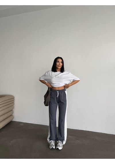 Rawea Oversize Unisex Eşofman Takımı - Dijital Baskılı, Pamuklu & Rahat Antrasit