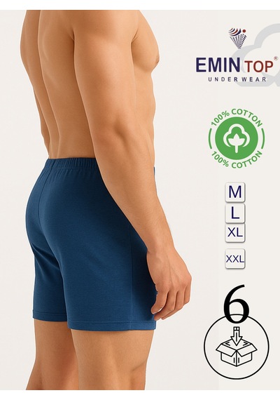 Mercan Erkek Boxer Short 6'lı - İndigo Boxer Şort Mavi