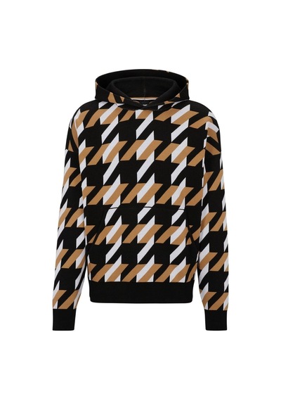 BOSS Erkek Siyah Desenli Sweatshirt Siyah Siyah