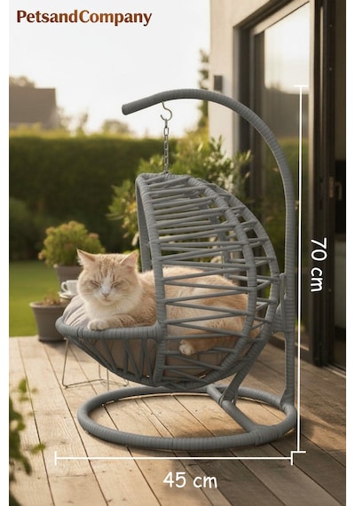 El Örgüsü Kedi Salıncağı Gri Hamak Ve Yatak, Kadın Emeği Lüks Tasarım Kedi Evi, Minderli