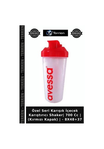 Özel Seri Karışık İçecek Karıştırıcı Shaker 700 Cc Kırmızı Kapak - 8x48+37