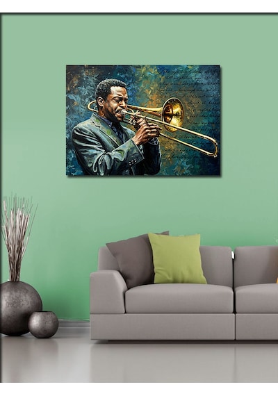 Kanvas Tablo Trombon Çalan Müzisyen